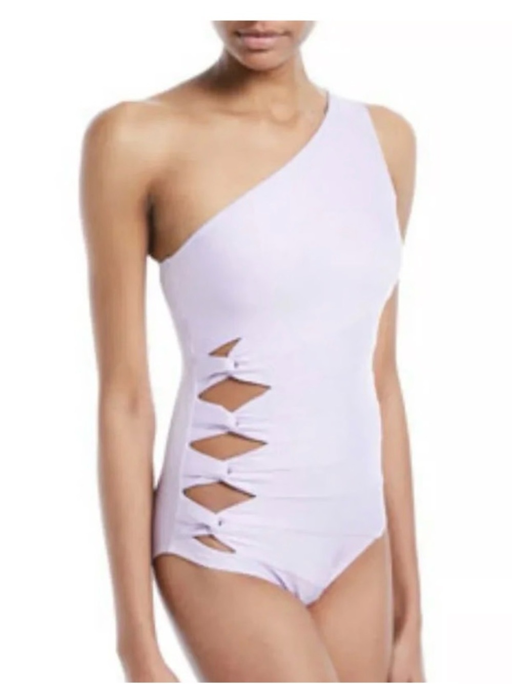 Carmen Marc Valvo Women's Lavender 1-Shoulder Side Cutout Swimsuit, Sz 14, NWT
